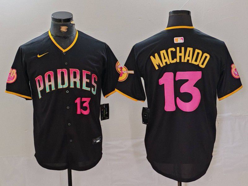 Men San Diego Padres #13 Machado Black Jointly 2024 Nike MLB Jersey style 3